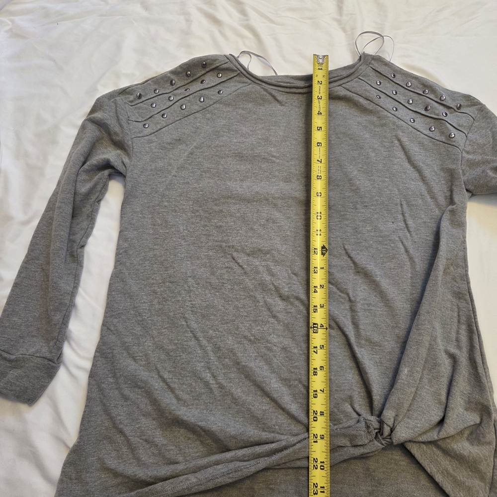 Rock & Republic Gray Long Sleeve Studded Top - Picture 3 of 4